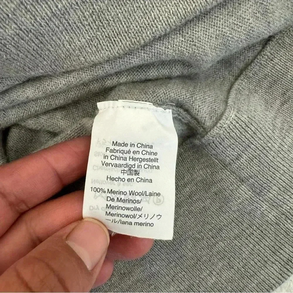 J. Crew mens L Large light gray 100% merino wool 1/4 zip pullover sweater